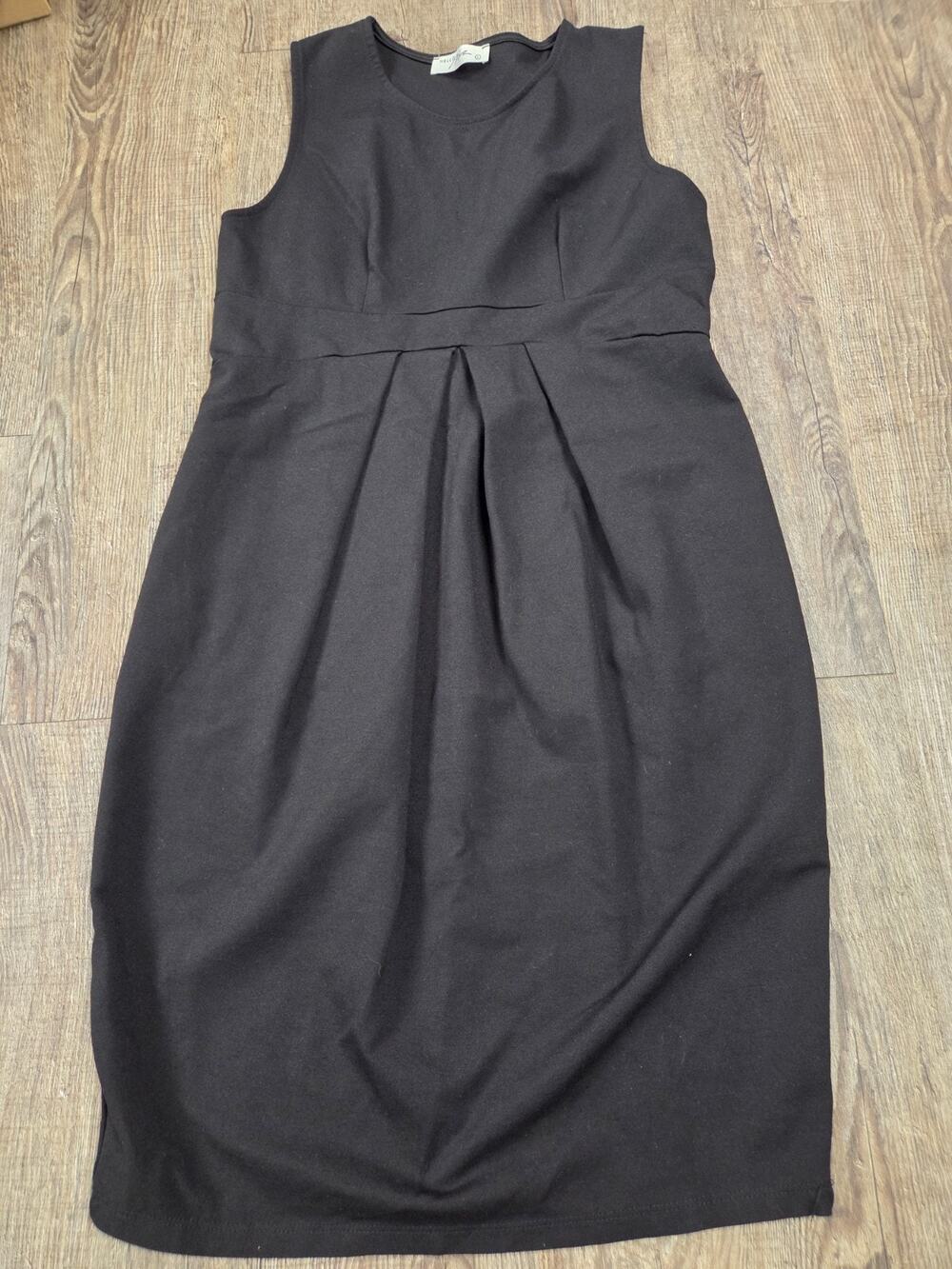 Hello Miz Front Pleated Maternity Sleeveless Dress Solid Black Size Large